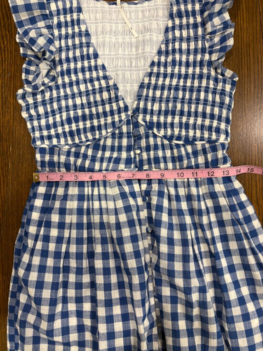 Anthropologie Gingham Smocked Midi Dress like new - Picture 10 of 12